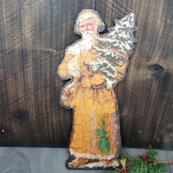 Saint nick Santa claus Christmas tree wood Christmas decor - Picture 5 of 10